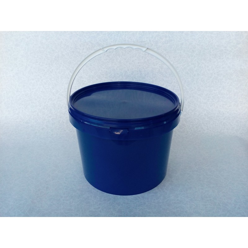 Sinine plastikämber sangaga kaanega 10 L (plommiga)
